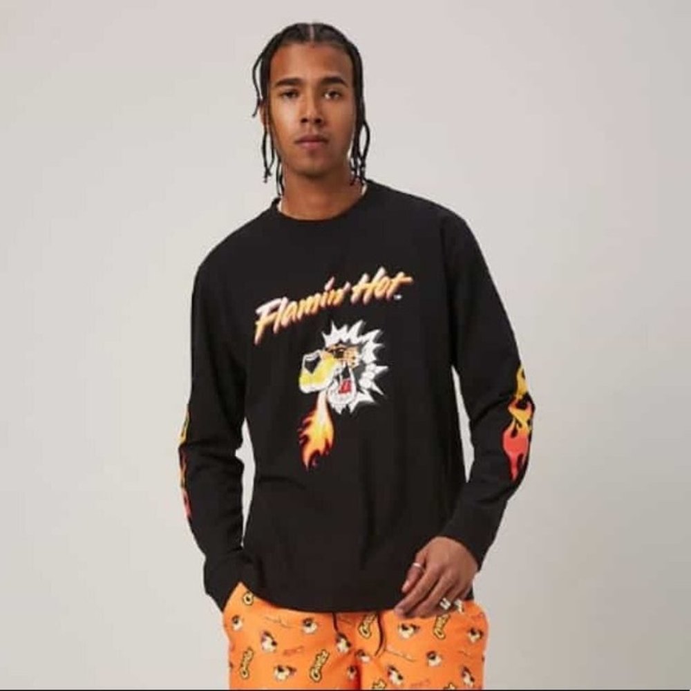 F21 & Hot Cheetos Black Long Sleeve Flame T-shirt
